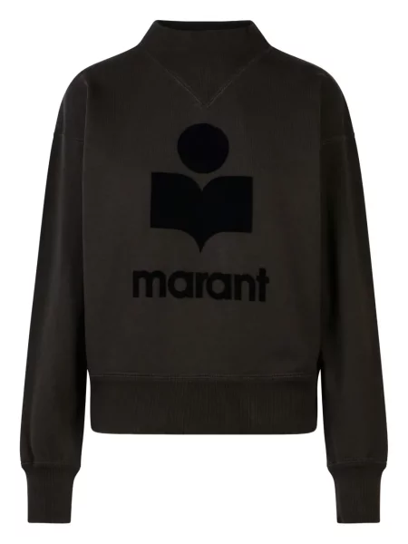 Hanorac crewneck Isabel Marant cu decolteu rotund cu autograf negru