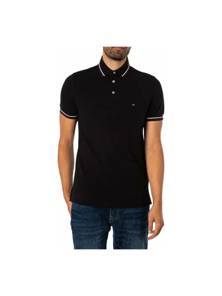 Koszulka polo o kroju slim fit z wyhaftowanym logo Tommy Hilfiger czarna