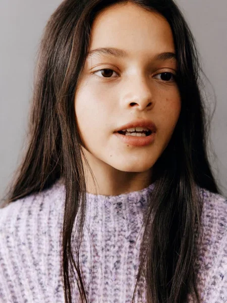 Sweter prążkowany melanżowy liliowy Dzieci lata MANGO KIDS