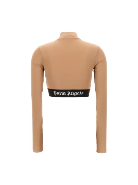 Krótki top Palm Angels z logo beżowy