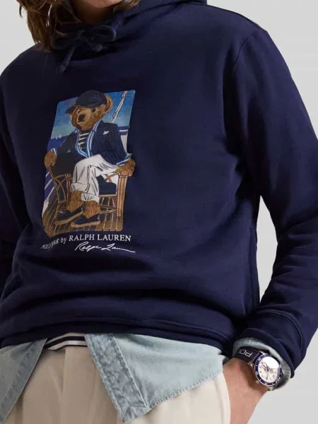 Bluza z kapturem o kroju regular fit z nadruk polo bear Polo Ralph Lauren granatowa