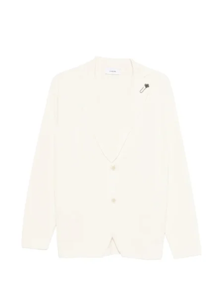 Sacou Lardini tricotate cu un singur rând de nasturi alb