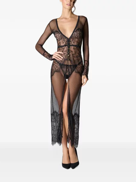 Rochie maxi Scandale din dantelă negru