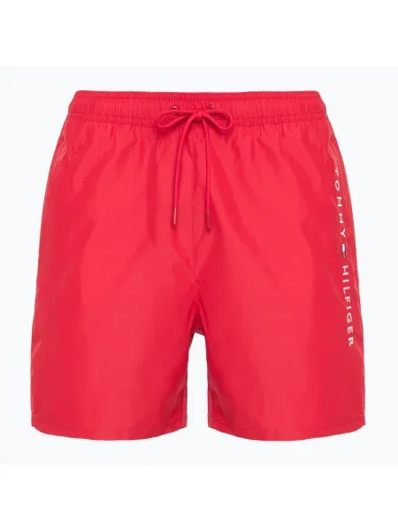 Tommy Hilfiger pánske stredné plavecké šortky so šnúrkou stredne červené