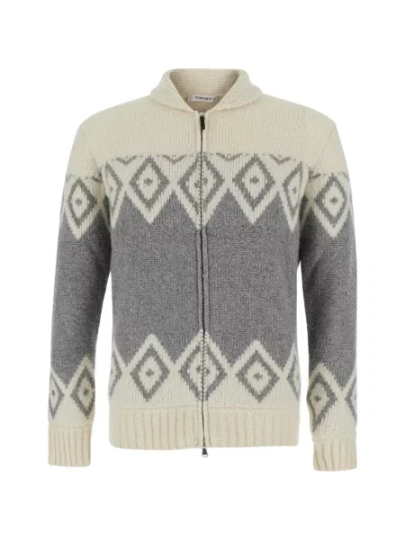 Cardigan Kangra cu imprimeu geometric gri
