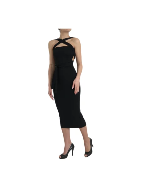 Sukienka midi Dolce And Gabbana z dekoltem halter czarna