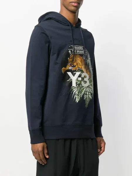 Hanorac cu glugă Y-3 cu model leopard albastru
