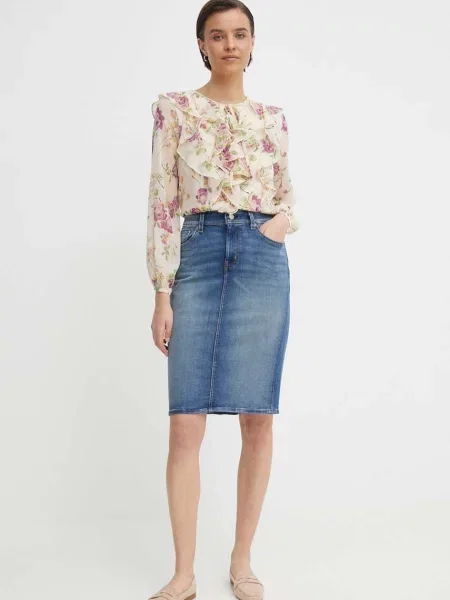 Lauren Ralph fustă din denim albastru