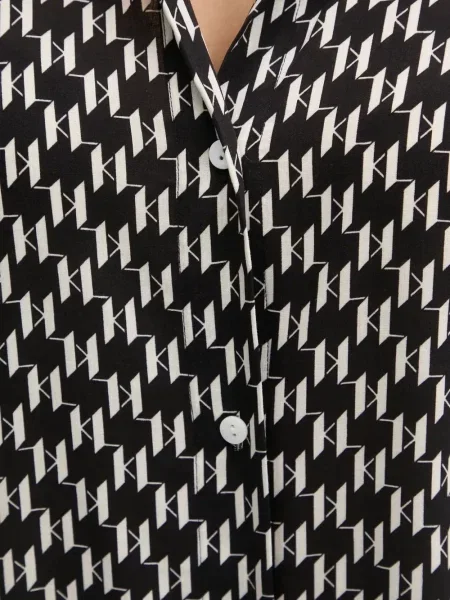Cămașă Karl Lagerfeld cu imagine cu imprimeu geometric negru