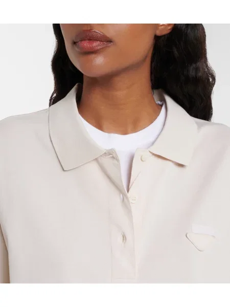 Tricou polo Prada din jerseu bej