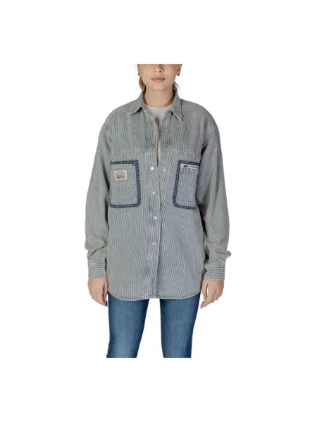 Koszula Replay z długim rękawem w paski niebieska