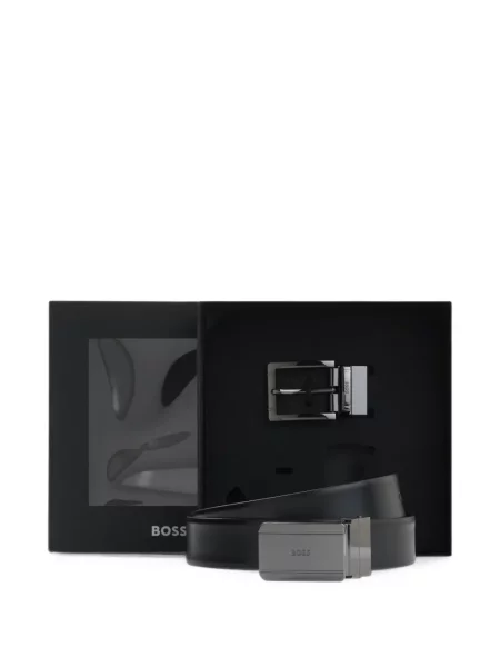 Cu centură reversibil curea Boss din piele negru