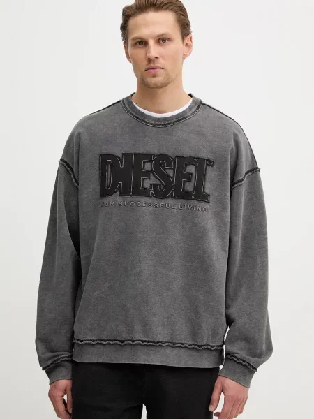 Bombažen pulover Diesel siva