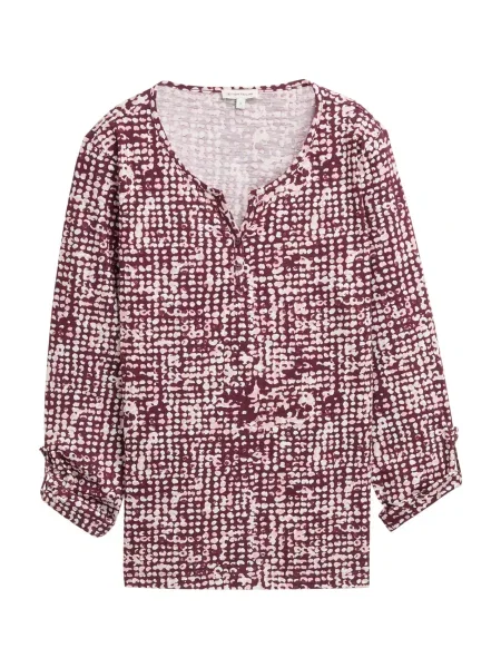 TOM TAILOR Tričko světle béžová / tmavě červená bílá