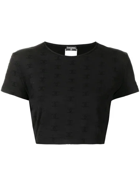 Top Chanel Pre-owned s výšivkou černý