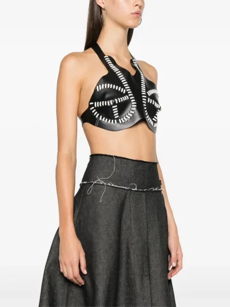 Top Manokhi din piele negru