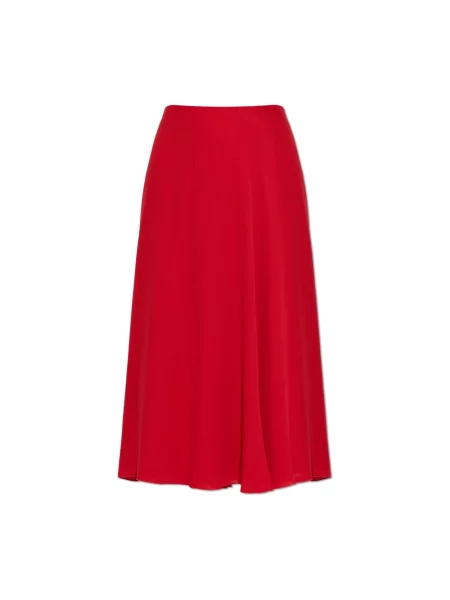 Lniana spódnica midi Valentino dzwony czerwona