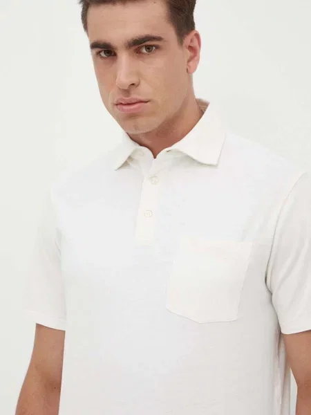 Тениска с яка лен Polo Ralph Lauren с изчистен дизайн бяло