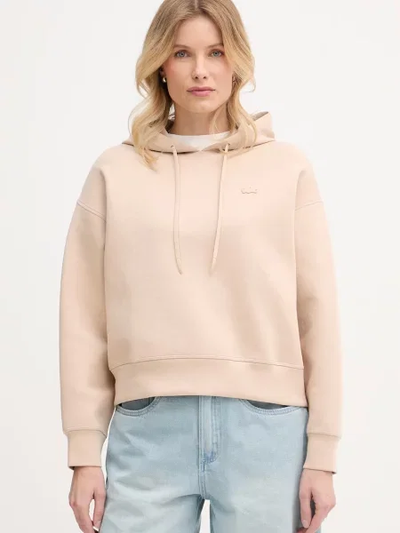 Lacoste mikina s kapucí s bavlnou béžová
