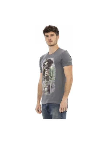 Koszulka Trussardi z krótkim rękawem z okrągłym dekoltem casual szara