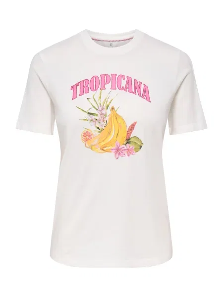 ONLY Tricou ONLKITA galben / verde iarbă / roz / murdar alb