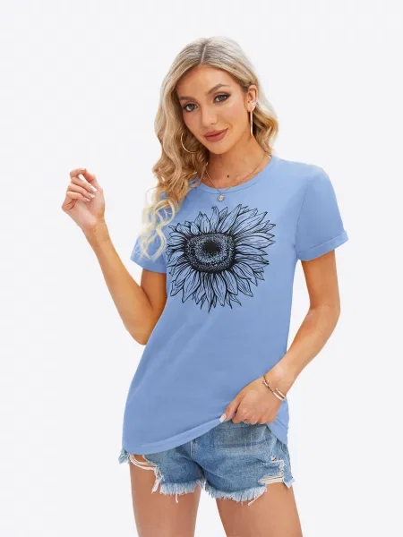Imily Bela Tricou albastru deschis negru