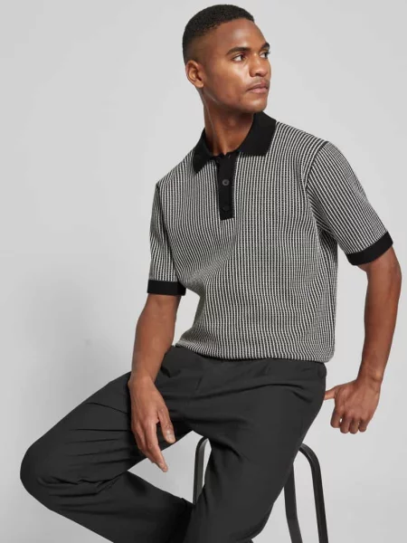 Koszulka polo o kroju regular fit z listwą guzikową model ‘TAMIAN Drykorn czarne