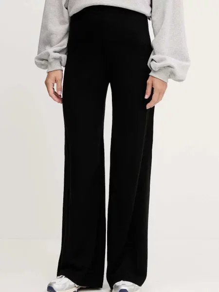 Emporio Armani pantaloni cu lână lat high waist negru