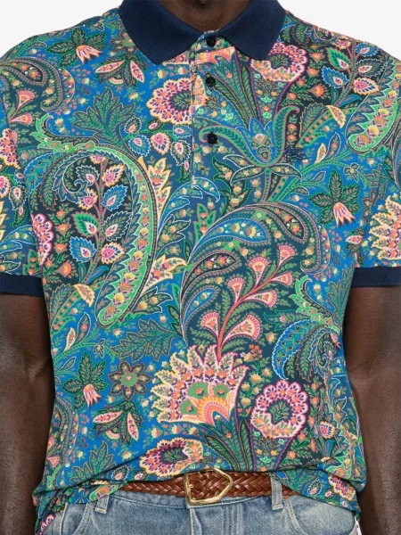 Polo Etro cu imagine cu model paisley albastru