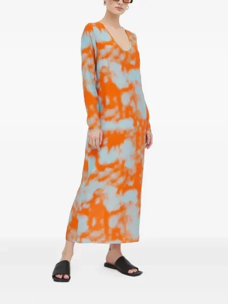 Rochie maxi Samsøe Samsøe până la genunchi de costum portocaliu