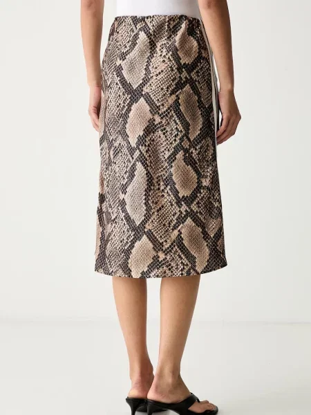 SPÓDNICA SNAKE PRINT SATIN beżowa