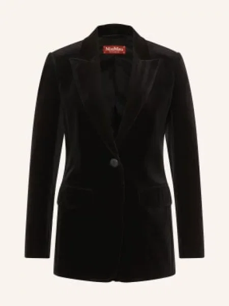 Max Mara Studio Aksamitna Marynarka Quadro schwarz czarna