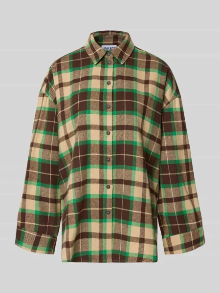 Bluzka koszulowa o kroju relaxed fit z mieszanki bawełny Jake*s Studio Woman zielona