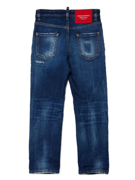 Jeansy straight leg dziecięce Dsquared2 niebieskie
