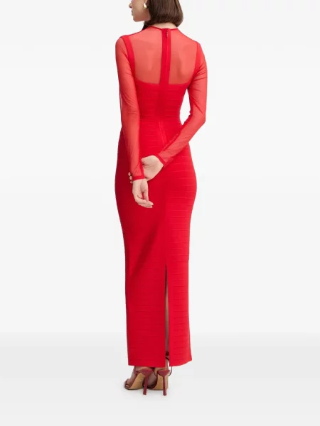 Rochie maxi Hervé Léger lungă de costum roșu
