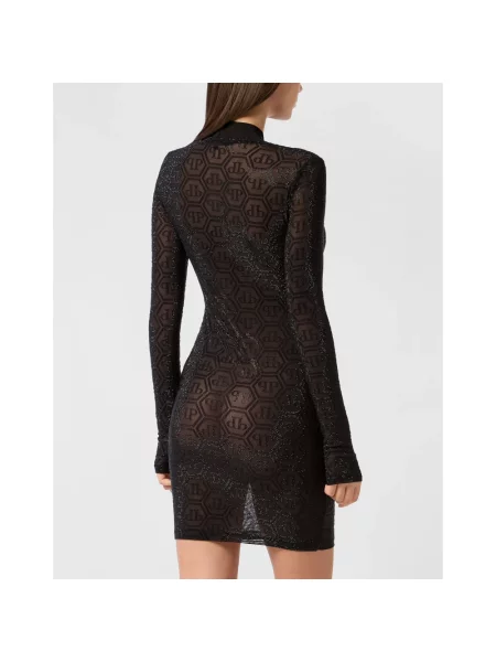 Sukienka mini Philipp Plein z długim rękawem tiulowa czarna