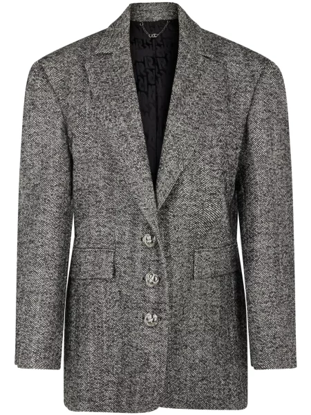 Sacou Rabanne de lână cu model herringbone negru