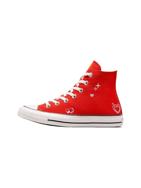 Pantofi Converse cu motiv cu inimi roșu