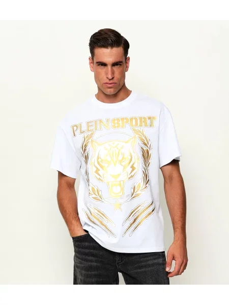Plein Sport Tricou Tiger Crest alb