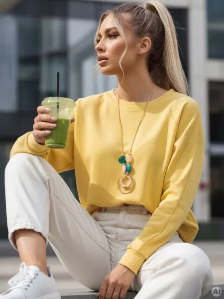 Bluza masełko oversize z wisiorkiem NUBISS Dstreet żółta