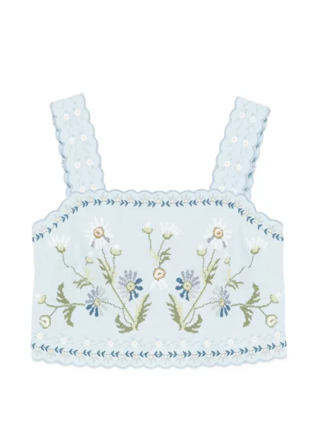 Bluzka Sea w kwiatki o krotszym kroju niebieska