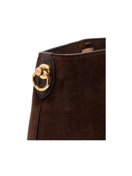 Torebka Dolce And Gabbana zamszowa z logo brązowa