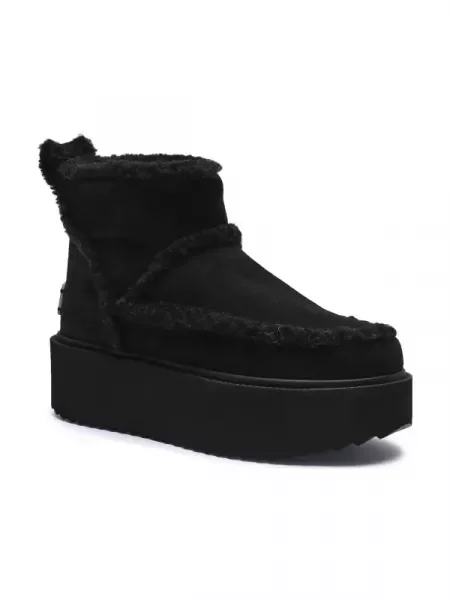 INUIKII Bőr hótaposó Inuikii X Coccinelle Classic Low Shearling gyapjú hozzáadásával fekete