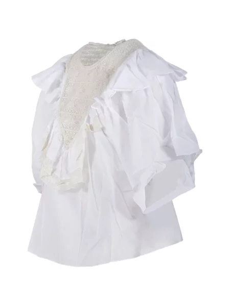 Bluză Antik Batik cu volane din dantelă alb