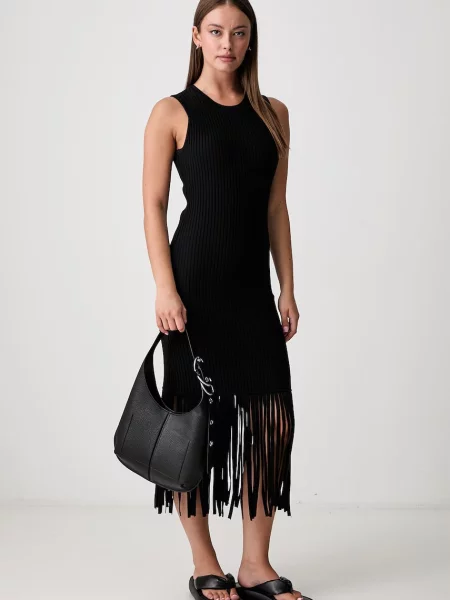DKNY rochie tricotată cu negru