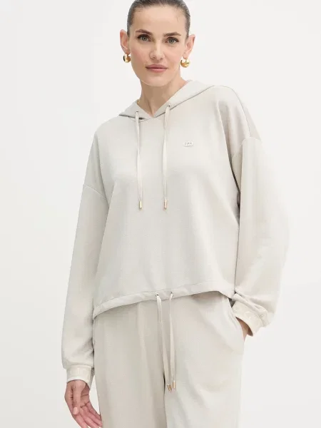 Liu Jo bluza z kapturem gładka beżowy