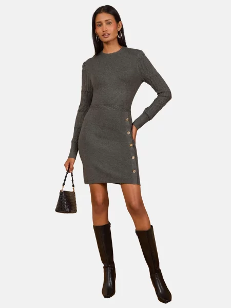 Love & roses Rochie tricotat gri