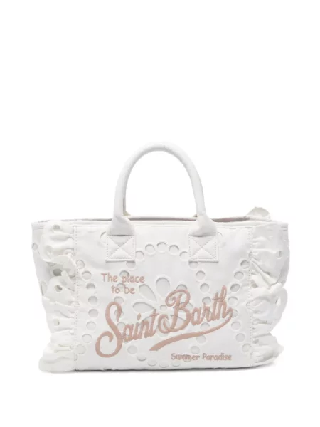 Geantă shopper Mc2 Saint Barth cu volane alb