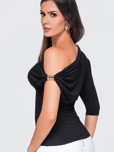 Bluză Ombre asimetrică negru
