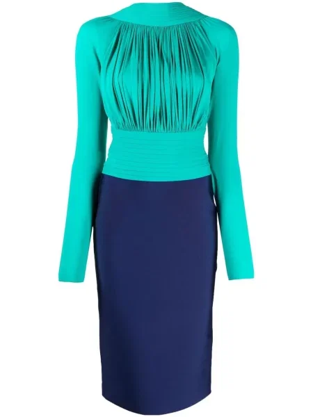 Sukienka midi Herve L. Leroux do kolan garniturowa zielona